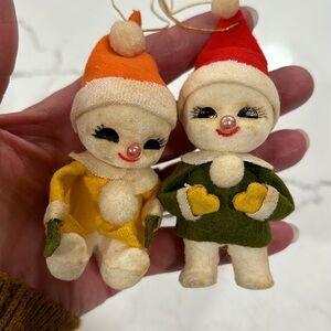 Vintage Set Snowbaby Pixie Christmas Ornaments